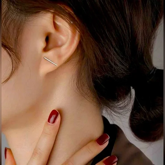 Minimalistic [SILVER] Simple Modern Bar Stud Set | 2 Pairs! - Picture 2 of 11